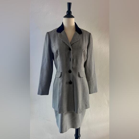 Vintage Donna Ricco Black and White Houndstooth Blazer Dress - Picture 1 of 4